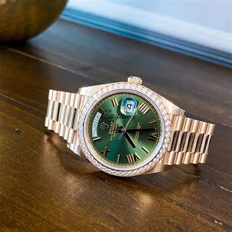 rolex day date green dial diamond|rolex daydate 40 green dial.